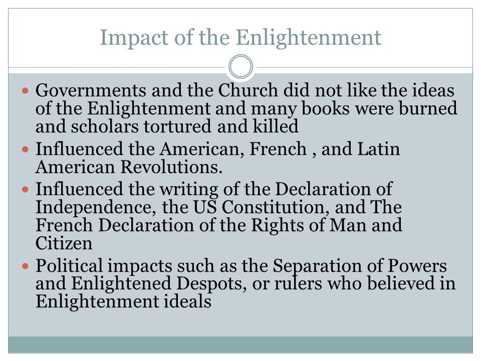 The effects of the enlightenment in america